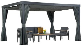 Terras pergola met gordijnen Alicante 3x4 antraciet Garden Point