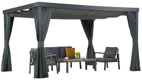 Terras pergola met gordijnen Alicante 3x4 antraciet Garden Point
