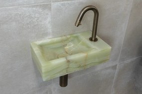 Saniclear Green Onyx fonteinset met gebogen kraan in verouderd messing