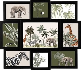 5Five Collage Fotolijst“Cali” 9 Foto’s - MDF&amp;Glas - Zwart - Modern Design