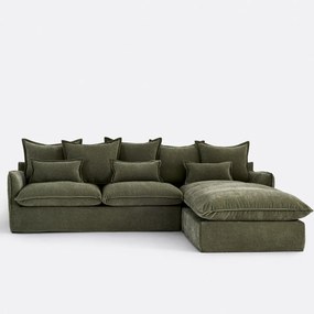 Hoekbank rechts, omvormbaar, met afneembare hoezen, 4-zits, in gemêleerd polyester, ODNA