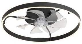 Plafondventilator met lamp zwart 70cm incl. LED dimbaar met afstandsbediening - Maddy Design rond Binnenverlichting Lamp