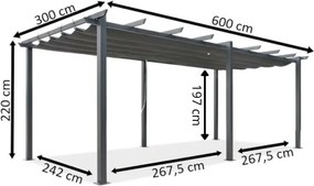 Barbados 3 x 6 m antraciet Garden Point metalen terras pergola frame