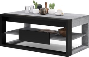 FRAME Millenium Beton/Zwart Mat - MODERNE TAFEL MET OPTILBAAR TAFELBLAD/IN HOOGTE VERSTELBAAR TAFELBLAD + OPBERGVAK + PLANK