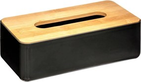 5Five zwart bamboe zakdoekdoos - Opbergdoos voor tissues - 13 x 26 x 8.8 cm - O.a. geschikt voor Kleenex