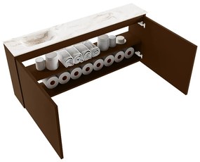 Mondiaz Ture DLux toiletmeubel 120cm rust met wastafel frappe links zonder kraangat