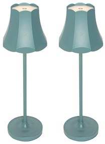 Buitenlamp met dimmer LED Set van 2 Retro tafellamp met dimmeren mineraal blauw oplaadbaar IP44 - Granny Retro IP44 Buitenverlichting Lamp