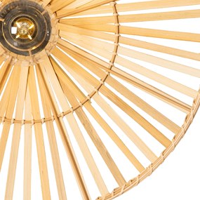 Oosterse wandlamp zwart met naturel bamboe - PuaOosters E27 rond Binnenverlichting Lamp