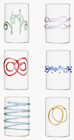 Handgemaakte Deco' Arlecchino borrelglaasjes van borosilicaatglas, 6-delig