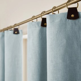 Verduisteringsgordijn van gewassen linnen, leren lussen, Private