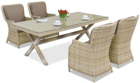 Rotan dining tuinset Londyn voor 4 personen Garden Point beige