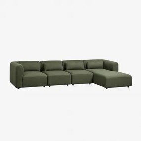 4-delige Modulaire Rechter Chaise Longue Bank Fogler Chenille Groen – Salie - Sklum