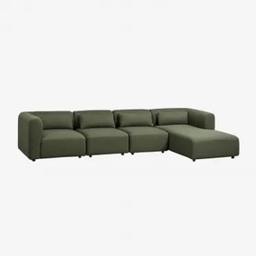 Fogler 4-delige Modulaire Chaise Longue-bank Rechts Chenille Groen – Salie - Sklum