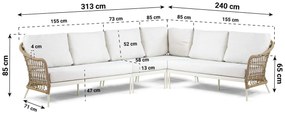 Hoek loungeset 6 personen Aluminium/Wicker Taupe  Coco Bali