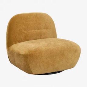 Draaifauteuil In Chenille Sernin Chenille Mosterdgeel - Sklum