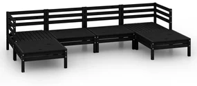 vidaXL 6-delige Loungeset massief grenenhout zwart