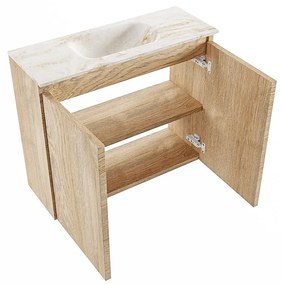 Mondiaz Ture DLux toiletmeubel 60cm washed oak met wastafel lava midden met kraangat