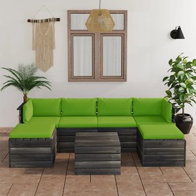 vidaXL 7-delige Loungeset met kussens pallet massief grenenhout