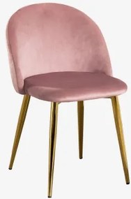 Kana Gestoffeerde Eetkamerstoelen Set Van 2, Staal Goud & Fluwelen Blush & Fluwelen - Sklum