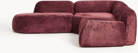 Modulaire teddy-bouclé hoekbank Wolke (4-zits) met chaise longue