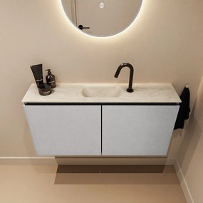 Mondiaz Ture DLux toiletmeubel 100cm plata met wastafel ostra midden met kraangat