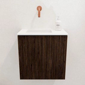 Mondiaz Joya 40cm toiletmeubel walnut met wastafel faye links zonder kraangat talc