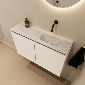 Mondiaz Ture DLux toiletmeubel 80cm talc met wastafel opalo rechts zonder kraangat