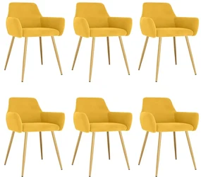 vidaXL Eetkamerstoelen 6 st fluweel geel