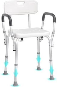 VEVOR Douchekruk Douchestoel 390-520 mm Hoogte Verstelbaar, Badkruk Badzitje Draagvermogen 158,8 kg, Stabiele Douchekruk Douchehulp Badkuipbeugel Aluminiumlegering Frame, Douchezitje Wit
