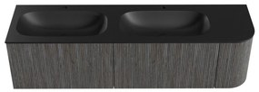 Mondiaz Kurve 165cm badmeubel ronding rechts shadow met 2 lades en 1 deur en wastafel big small dubbel/links 2 kraangaten urban