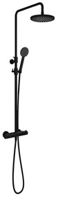 Hotbath Cobber thermostatische regendoucheset met 20cm ronde hoofddouche ronde handdouche zwart mat SDS9BL1