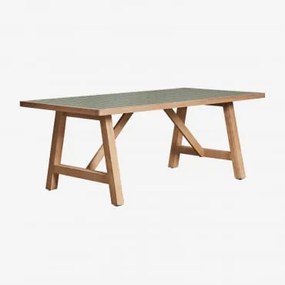 Rectangulaire Eettafel Van Acaciahout Dubai Donkergroen & 200 X 100 Cm - Sklum