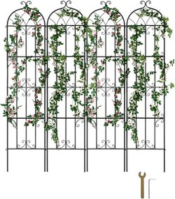 VEVOR Klimplantensteun, 51x220 cm, set van 4 roestvrije metalen trellis voor tuinbloemen, klimrozensteun, komkommersteun, decoratieve clematissteun voor binnenplaatsen en gazons