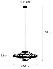 Oosterse hanglamp bamboe met zwart 60 cm - EvalinOosters E27 rond Binnenverlichting Lamp
