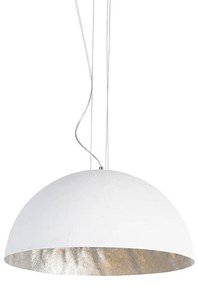 Moderne hanglamp wit met zilver 50cm - Magna