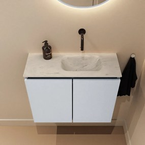 Mondiaz Ture DLux toiletmeubel 60cm clay met wastafel opalo rechts zonder kraangat