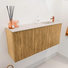 Mondiaz Joya DLux 90cm toiletmeubel oak met wastafel faye rechts 1 kraangat meli
