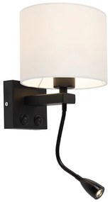 LED Moderne wandlamp zwart met witte kap - Brescia Modern E27 rond Binnenverlichting Lamp