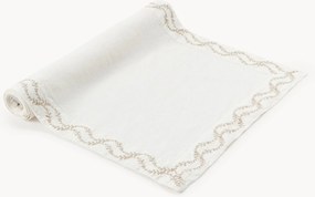 Handgeborduurde tafelloper Ivy van gewassen linnen