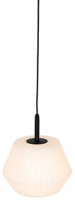 Moderne buiten hanglamp zwart met witte kap 32.9 cm IP44 - Robbert