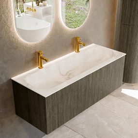 Mondiaz Kurve-dlux 120cm badmeubel shadow met 1 lade en wastafel big large midden 2 kraangaten frappe