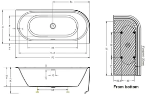 Riho Desire half vrijstaand bad links 170x77cm wit mat met LED strip