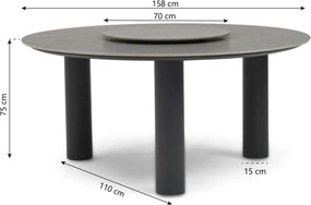 Dining Tuintafel rond 158 cm met lazy susan Grijs Trino