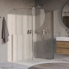 Brauer Oblivion inloopdouche helder glas 140cm met 30cm zijwand chroom