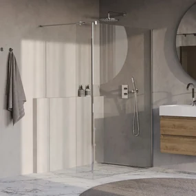 Brauer Oblivion inloopdouche helder glas 140cm met 30cm zijwand chroom