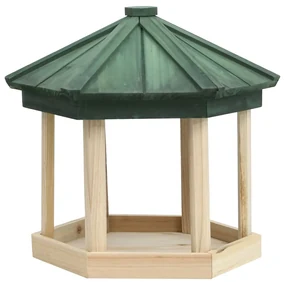 vidaXL Vogelvoeder achthoekig 33x30 cm massief vurenhout