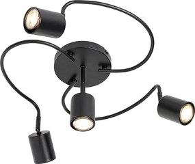 Moderne plafondspot zwart verstelbaar 4-lichts - Java