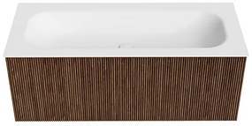 Mondiaz Kurve 110cm badmeubel walnut met 1 lade en wastafel big medium midden 1 kraangat