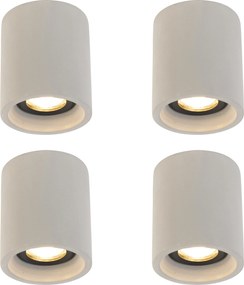 Set van 4 landelijke plafondspots beton rond - Deep