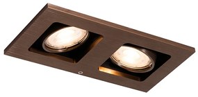 Inbouwspot donkerbrons rechthoekig 2-lichts draai en kantelbaar - Qure Modern GU10 Binnenverlichting Lamp
